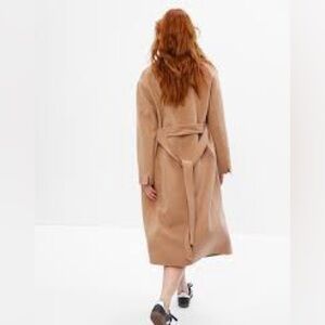 NWT Camel Beige Double-Faced Wool Wrap Coat Gap Tall Medium